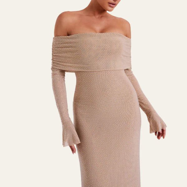 The Lisbon Off-Shoulder Evening Maxi Dress