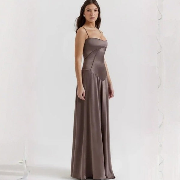The Mirrorcurve Satin-Finish Maxi Dress