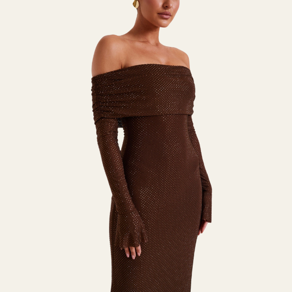 The Lisbon Off-Shoulder Evening Maxi Dress