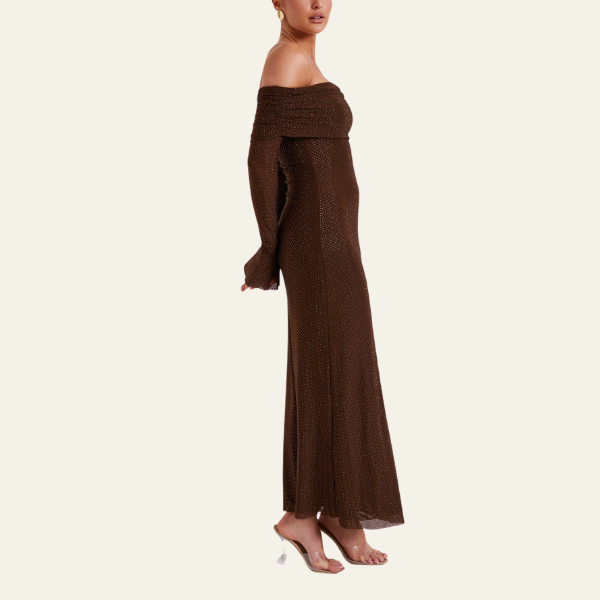 The Lisbon Off-Shoulder Evening Maxi Dress