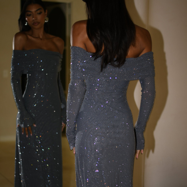 The Lisbon Off-Shoulder Evening Maxi Dress