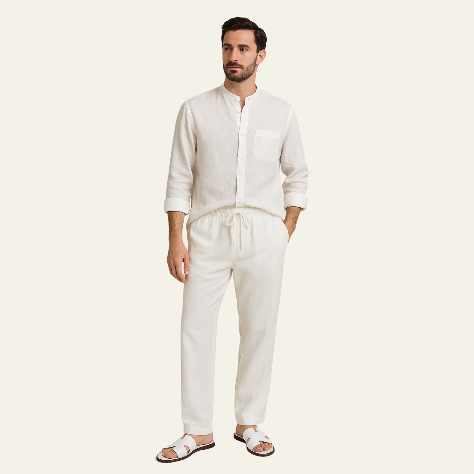 The Atlas Linen Set White