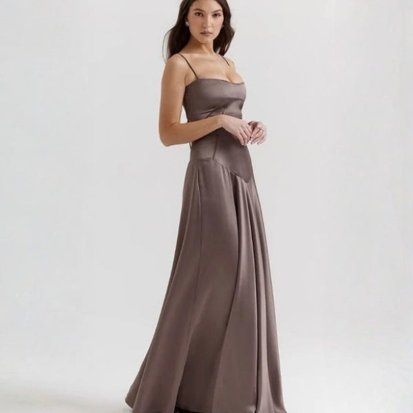 The Mirrorcurve Satin-Finish Maxi Dress
