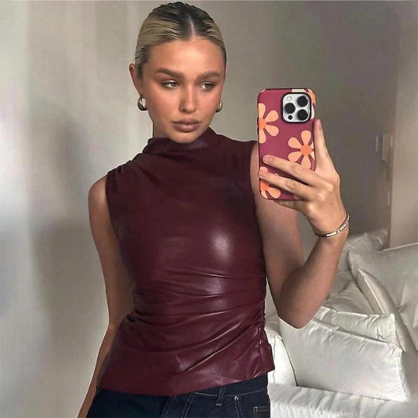 The Verona Leather Sleeveless Top