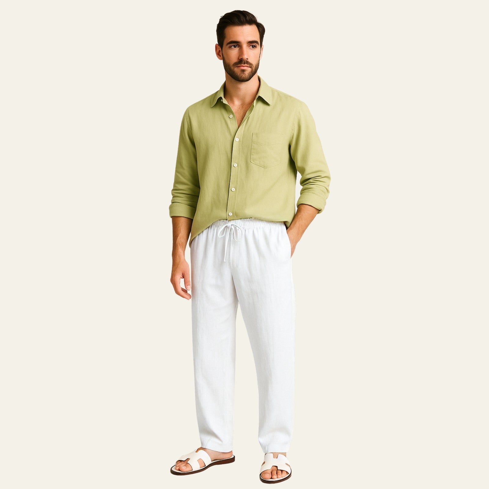 The Atlas Linen Set White
