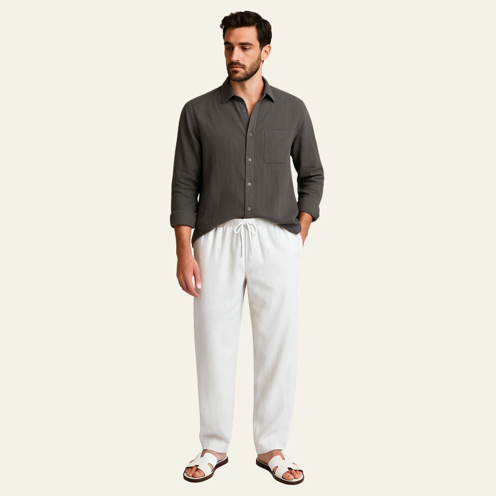 The Atlas Linen Set White