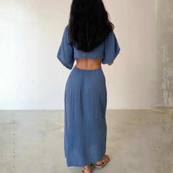 The Santorini Cut-Out Tie-Front Maxi Dress