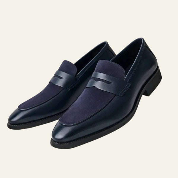 The Riviera Suede-Panel Penny Loafers