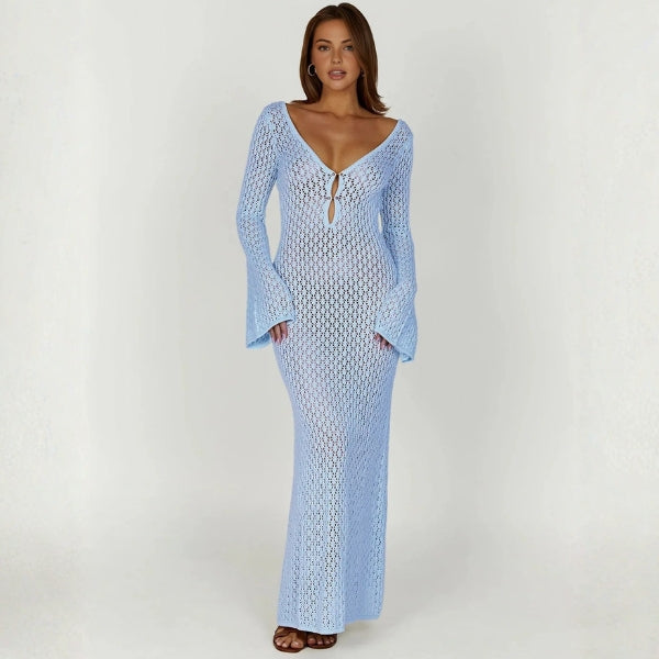The Mykonos Open-Knit Cutout Maxi Dress