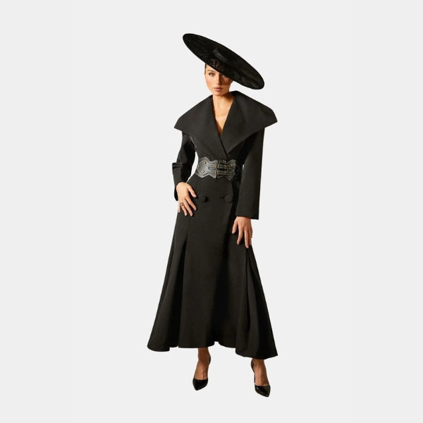 The Cressida Wide-Lapel Sculpted Belted Coat