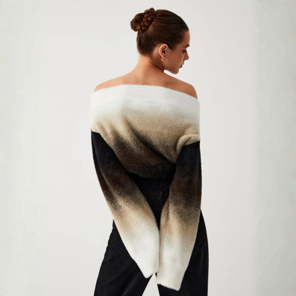 The Santorini Off-Shoulder Ombre Knit Sweater