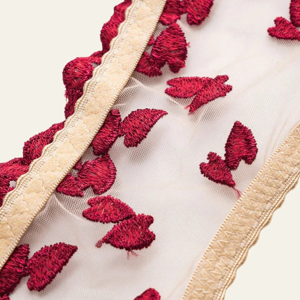 The Valentine Heart-Embroidered Lingerie Set