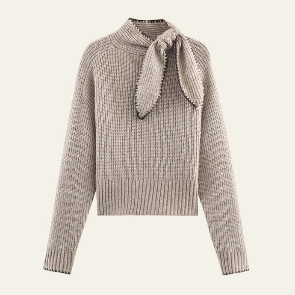 The Oslo Tie-Neck Textured Knit Sweater