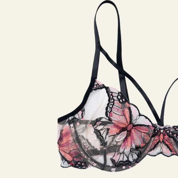 The Butterfly-Embroidered Lingerie Set