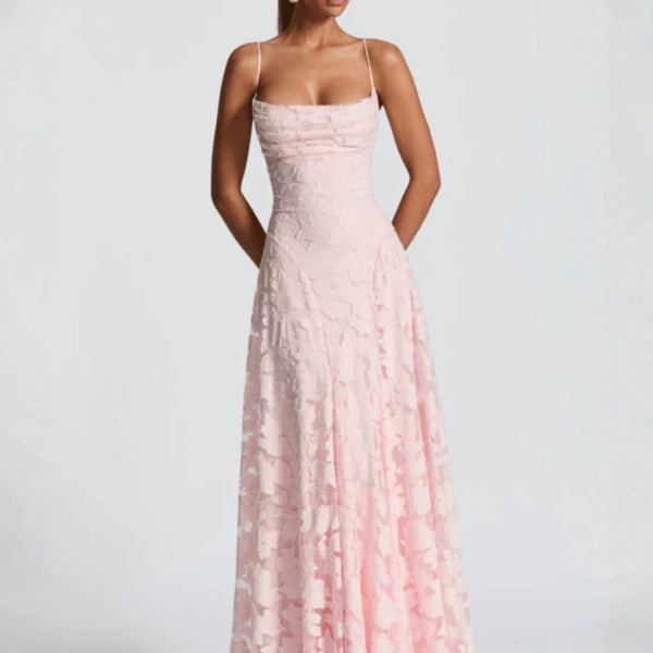 The Helia Lace-Pattern Maxi Dress