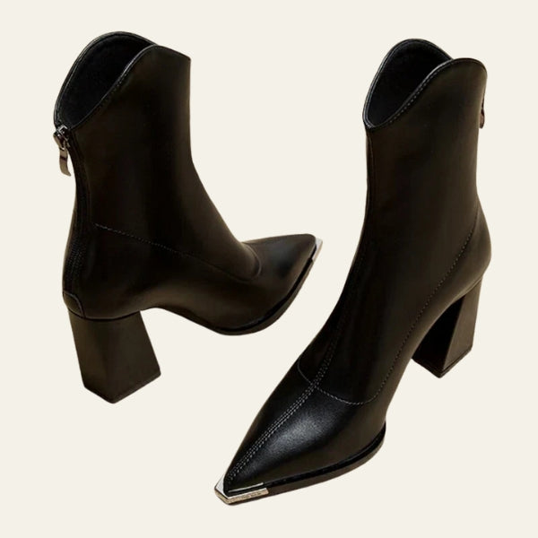 The Milan Pointed-Toe Block Heel Ankle Boots
