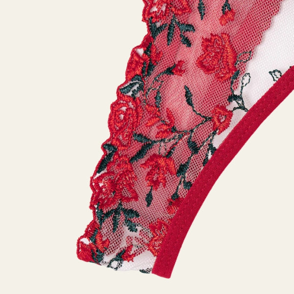 The Valentine Floral-Embroidery Lingerie Set