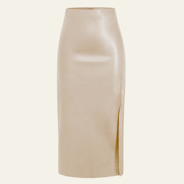 The Monaco Leather Side-Slit Midi Skirt