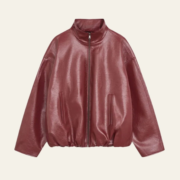 The Soho Zip-Front Leather Bomber Jacket