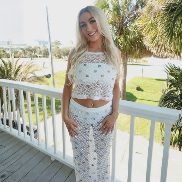 The Positano Embellished Mesh Maxi Skirt