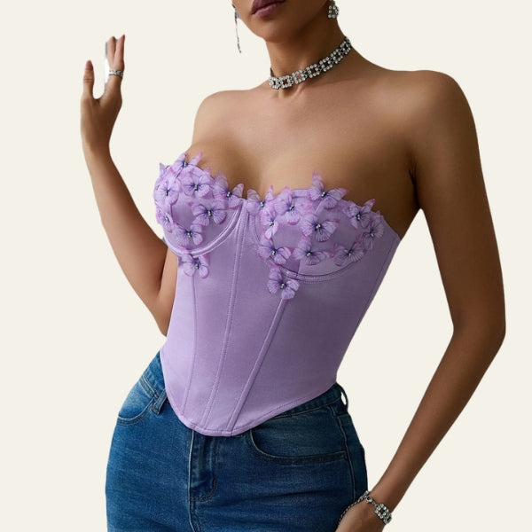 The Sorrento Floral-Appliqué Corset Top