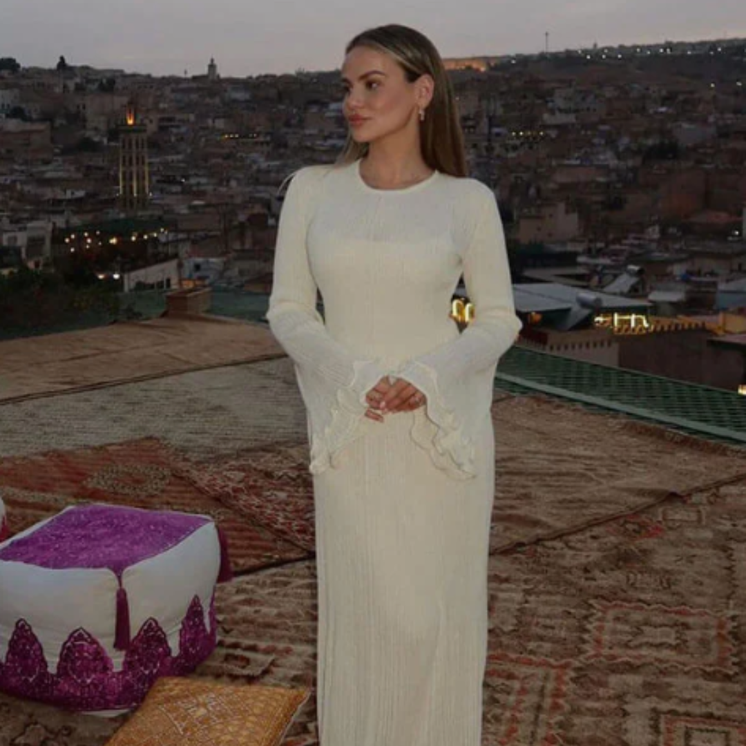 The Lucerne Pleated Knit Maxi Dress