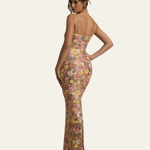 The Nerolisia Sequin Floral Maxi Dress