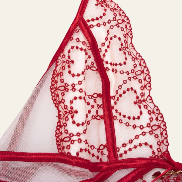 The Valentine Heart-Embroidery Bodysuit