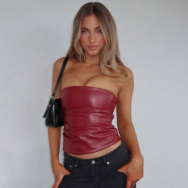 The Riviera Strapless Leather Tube Top