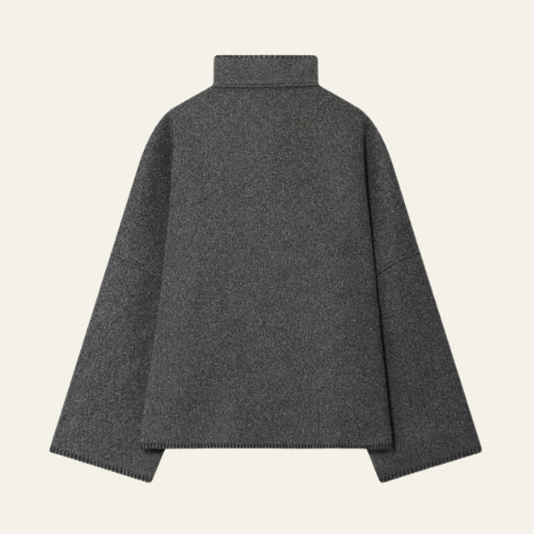 The Copenhagen High-Neck Blanket-Trim Jacket