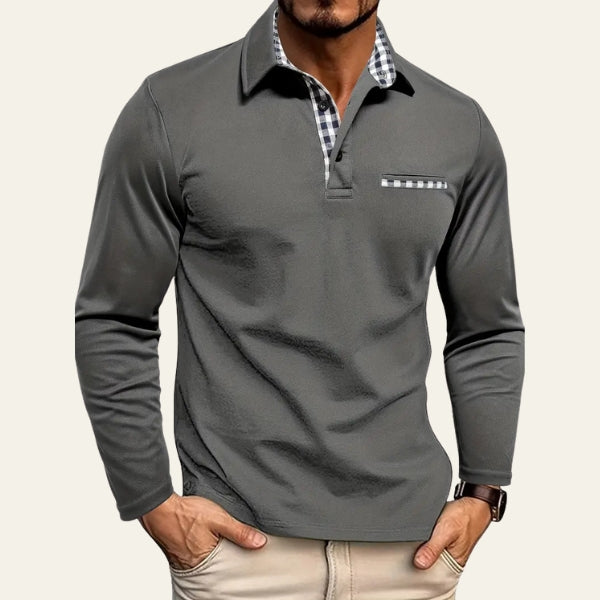 The Hudson Contrast-Placket Long-Sleeve Polo