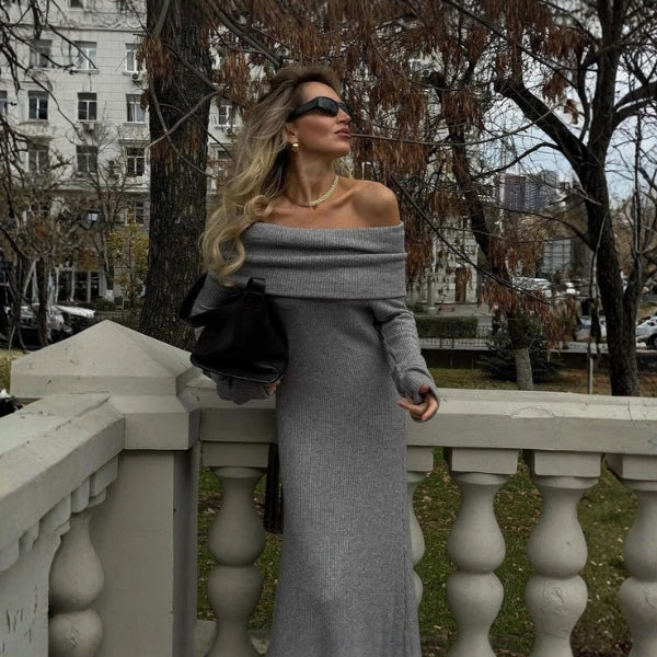 The Verona Off-Shoulder Knit Maxi Dress