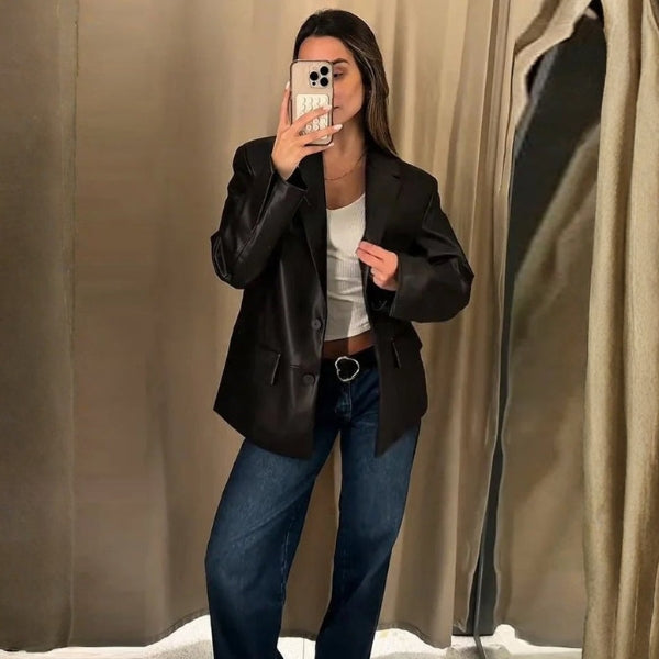 The Soho Tailored Leather Blazer