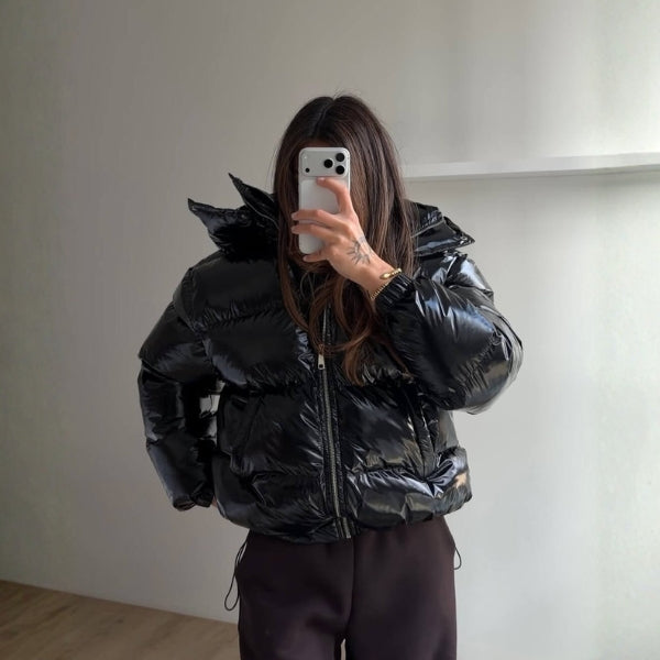 The Soho Gloss-Finish Hooded Puffer Jacket