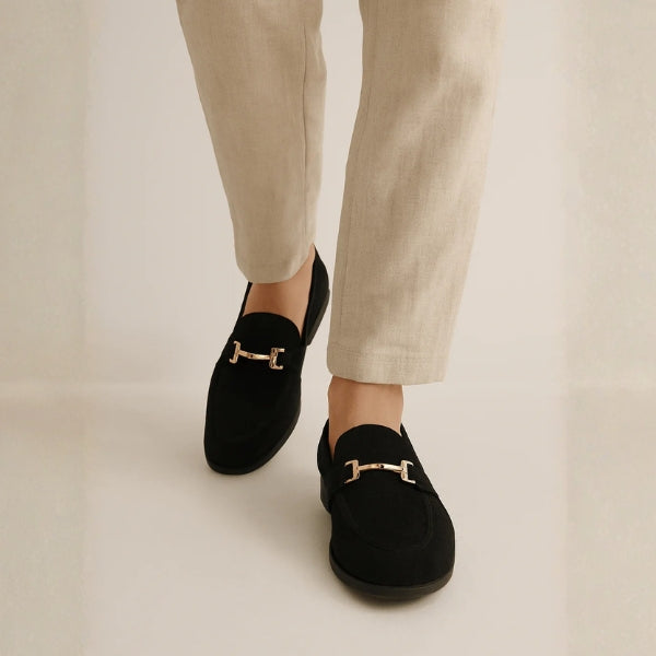 The Milano Gold-Detail Suede Loafers