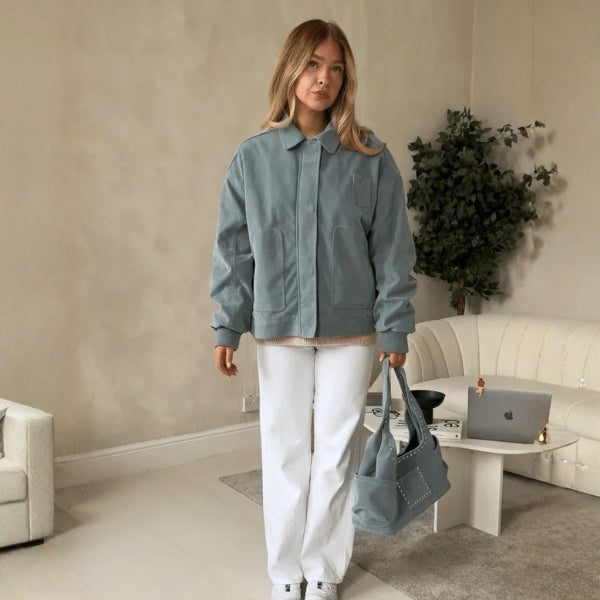 The Capri Ribbed-Cuff Bomber Jacket