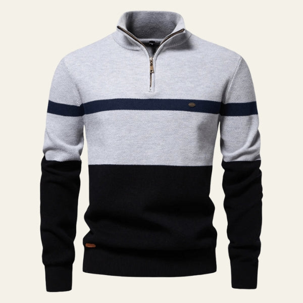 The Alpine Striped Half-Zip Knit Sweater