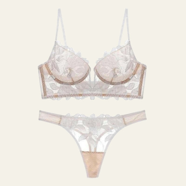 The Daniela Embroidered Mesh Lingerie Set