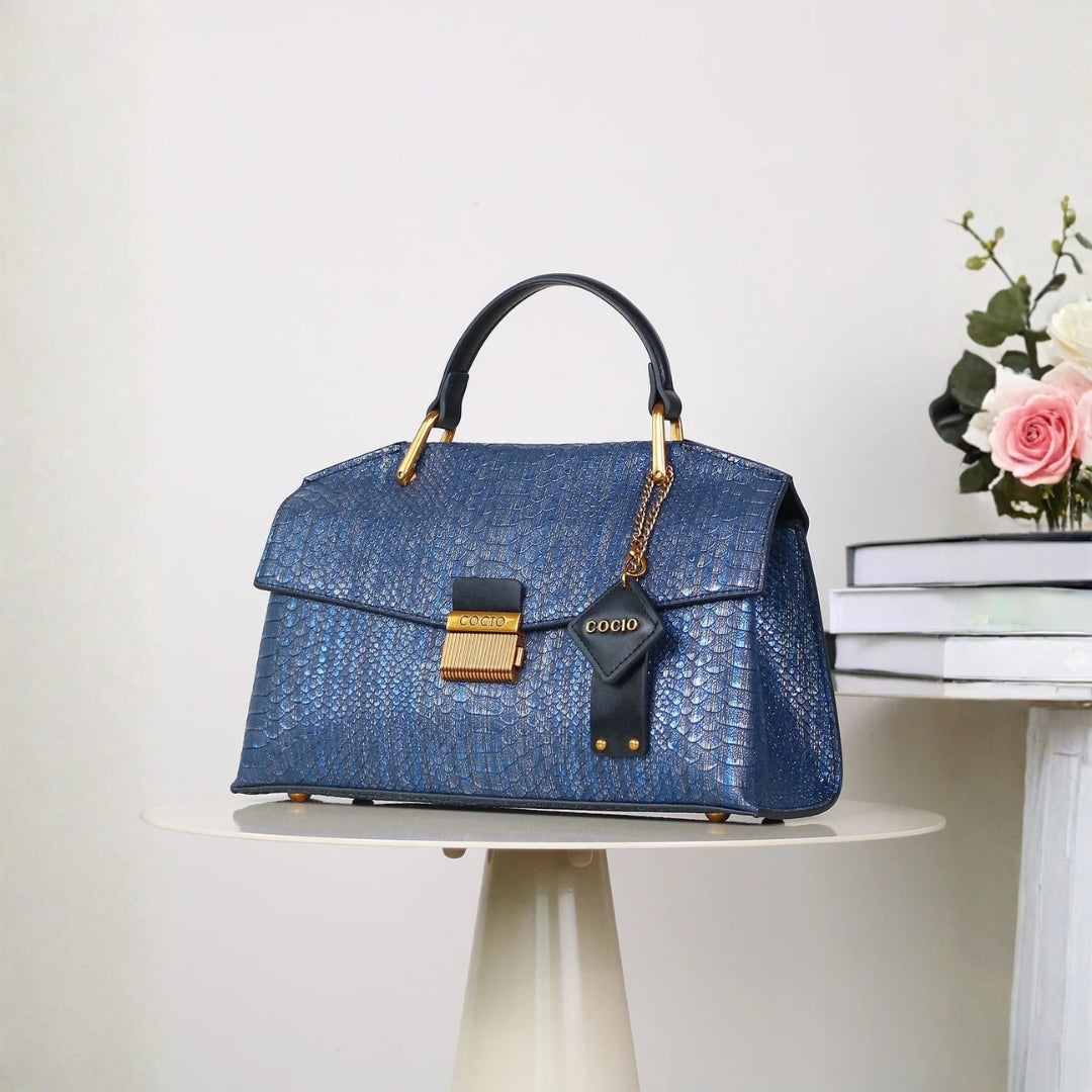 The Sorrento Snake-Texture Top-Handle Bag