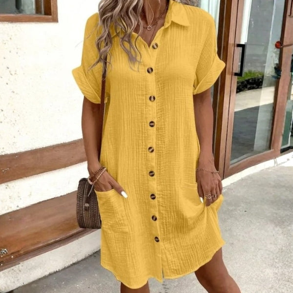 The Santorini Button-Front Shirt Dress