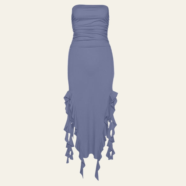 The Ravello Ruffle High-Slit Mini Dress