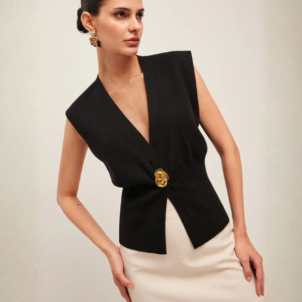 The Riviera Sculpted Button Knit Vest