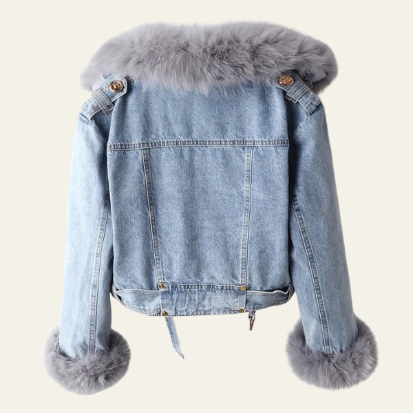The Aspen Faux-Fur Trim Denim Jacket