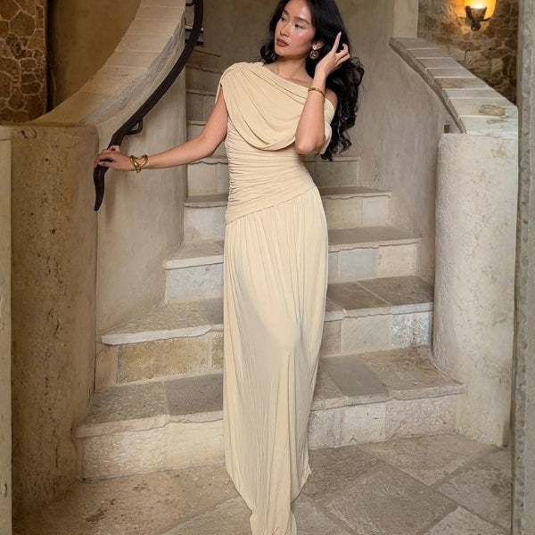 The Athena One-Shoulder Draped Maxi Dress