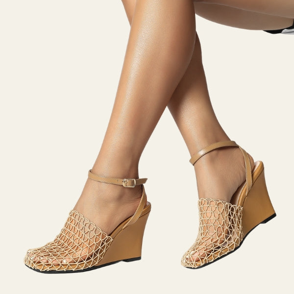 The Amalfi Net-Detail Wedge Sandals