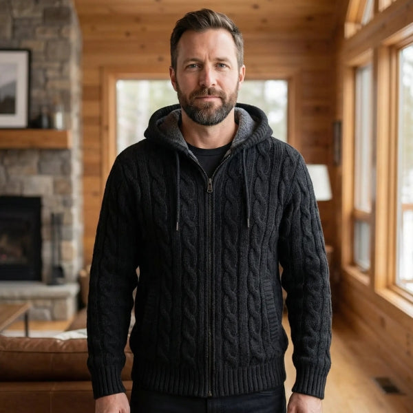 The Alpine Merino Wool Hooded Zip Cardigan