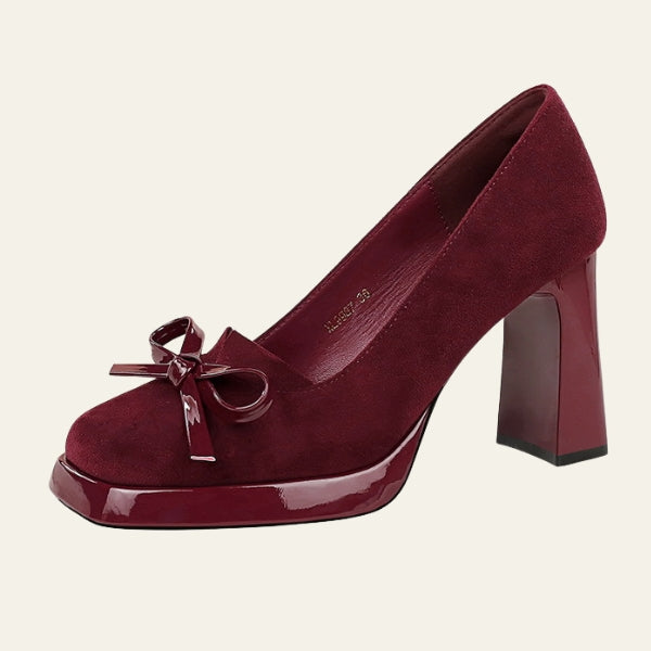 The Verona Bow-Detail Block Heel Pumps
