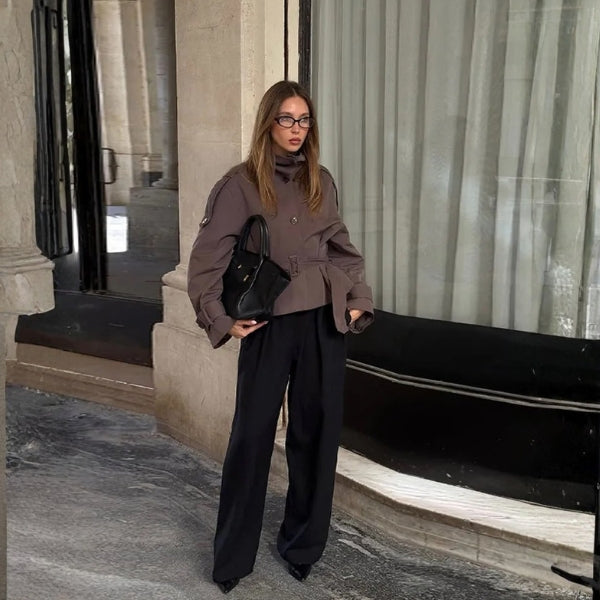 The Florence Belted Cropped Utility Jacket