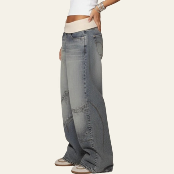 The Kyoto Curved-Seam Wide-Leg Denim Jeans