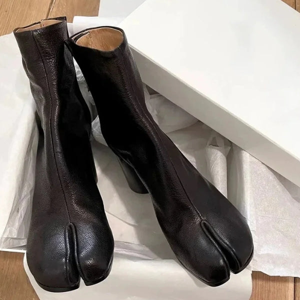 The Kyoto Split-Toe Block Heel Ankle Boots